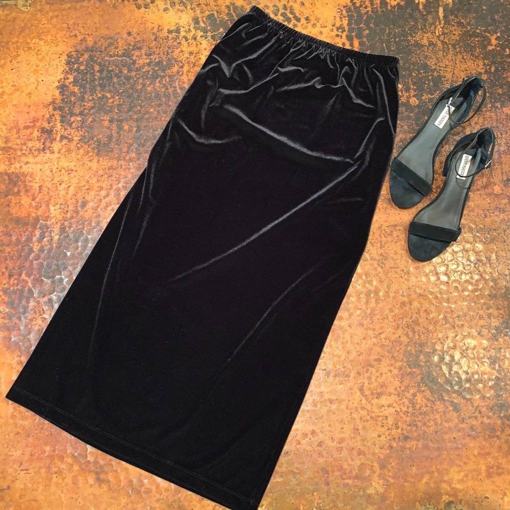Chico's Black Long Velvet Skirt